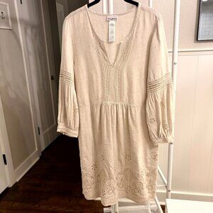 Tommy Bahama St. Lucia Linen-Blend Split-Neck Coverup Dress in Twill Size S